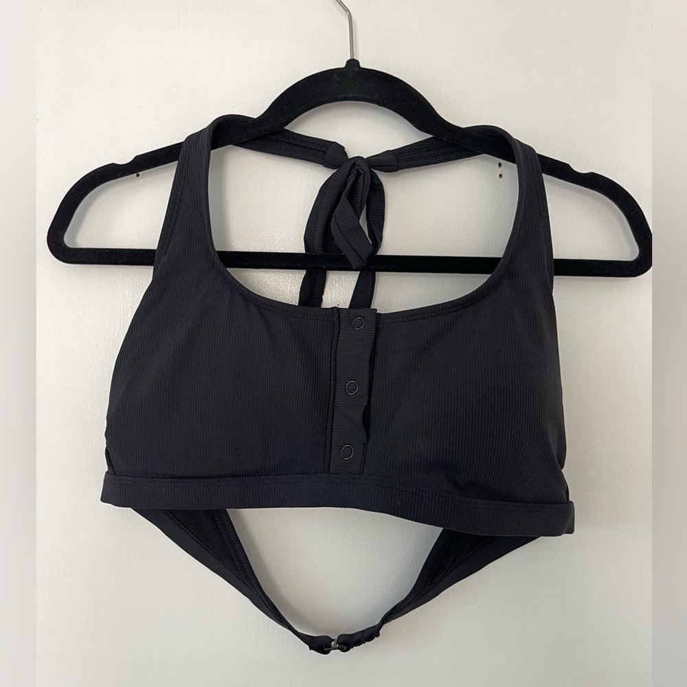 Black Ribbed Bathing suit Top